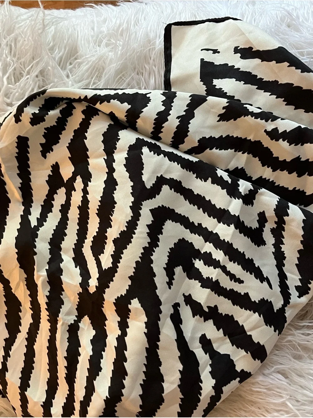 Black & White Zebra Print satin luxury scarf